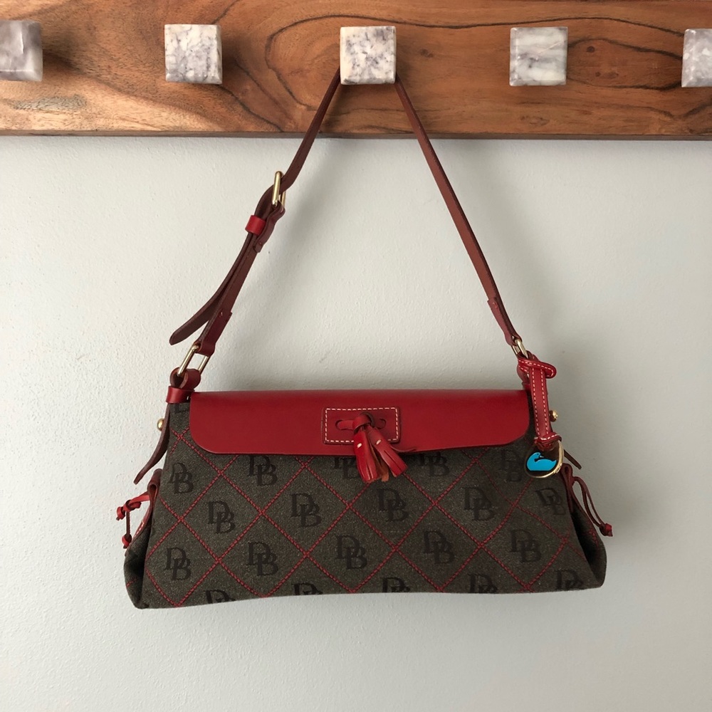 Red & Brown Fabric/Leather Dooney & Bourke Purse